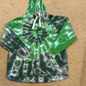 Green Tie-Dye Hoodie with Logo